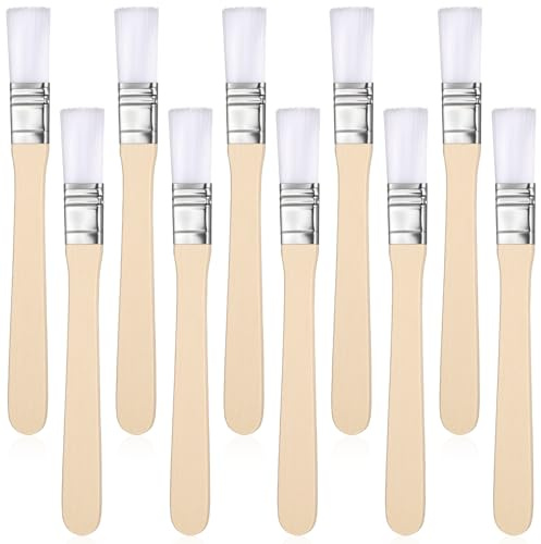 10PCS 0.5 Inch Width Paint Brushes, Nylon Flat Wall Paint Brush, Soft Bristle with Wood Handle, Small Paintbrushes for Painting DIY Latex Paints Furniture, Cabinets, Fences, Wall and Door (White)