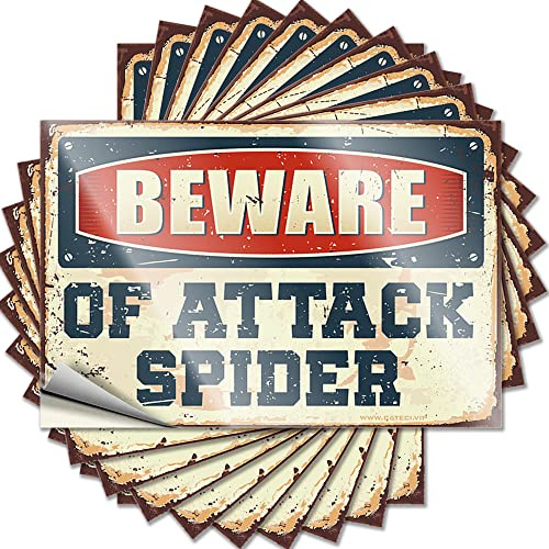 Adesivi per auto Beware of Attack Spider adesivi divertenti 10 pezzi bar cartelli adesivi e decalcomanie hardhat (12 x 18 cm)