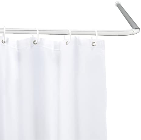 WENKO Winkelduschstange für Badewannen & Duschtassen, 3 Kombinationsmöglichkeiten, Zum Bohren - inkl. Befestigungsmaterial, Rostfreies Aluminium, Chrom