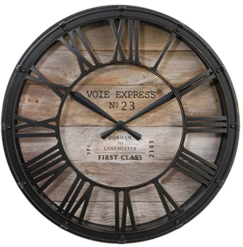 Atmosphera – Wanduhr Vintage – Schwarz & Holz D39 cm