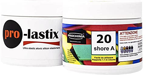 PROCHIMA, Pro-Lastix 20, Elastomero Siliconico, Liquido Bicomponente che Polimerizza a Freddo dando Luogo a un Composto Elastico,per realizzare articoli elastici di qualsiasi dimensione e forma, 1 Kg