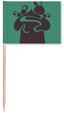 Bandera de helado de cerezo negra con diseño de palillo de dientes para decoración de fiestas
