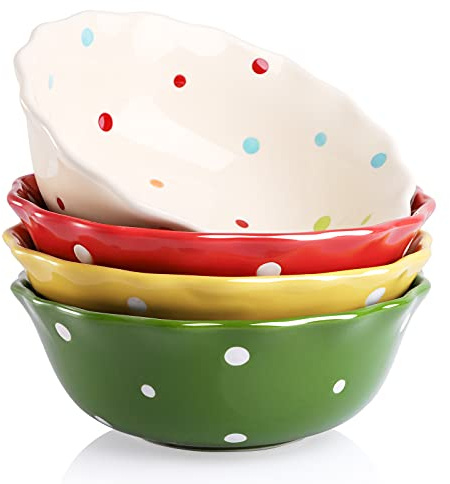 AVLA 4 Pack Porcelain Dessert Bowls, 16 OZ Ceramic Ice Cream Bowls for Kitchen, Serving Bowl for Soup, Cereal, Salad, Nuts, Oatmeal, Fruit, Prep, Side Dishes, Microwave and Dishwasher Safe