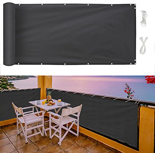 MEEYI paravent Exterieur,1.5X12m,Cache Vue Exterieur Jardin,Les UV,pour Balcon et clôtures,avec Matériel de Montage,-Gris foncé,