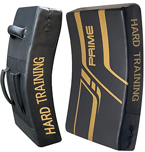 PSS böjd buffelläder sparkblock flerskiktssköld för träning kickboxning Taekwondo MMA kampsport, knä- och armbågsstrike skydd för män och kvinnor (säljs som ett stycke) 115 (1115 gyllene)