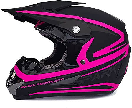 Woljay Casco da Motocross Occhiali Moto Cross Integrali AVT per Downhill Offroad Scooter bambini Adulti - 3 regali (M, Viola)