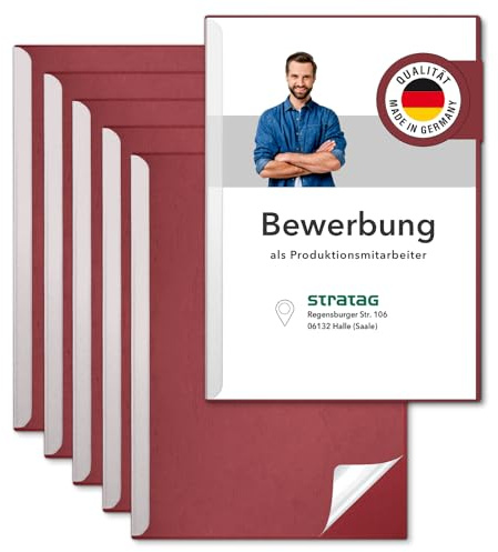 STRATAG Start Basic - Juego de 6 rieles de sujeción para solicitudes (6 unidades), con tapa transparente de plástico PP y lomo de cartón resistente de 290 g/m², estructura de piel (6 carpetas, color