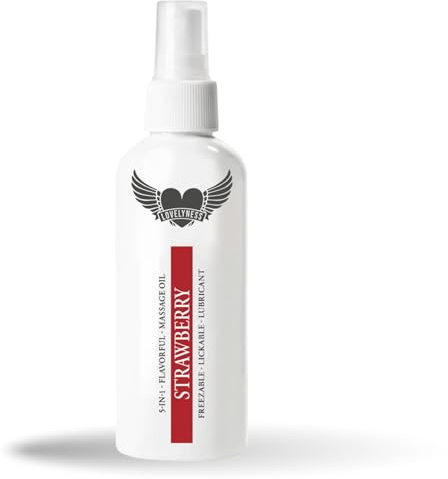 Lovelyness - Gleitgel und Massageöl 2in1 mit Geschmack Erdbeere 50ml Gleitmittel auf Wasserbasis für Gefühlsechtes empfinden