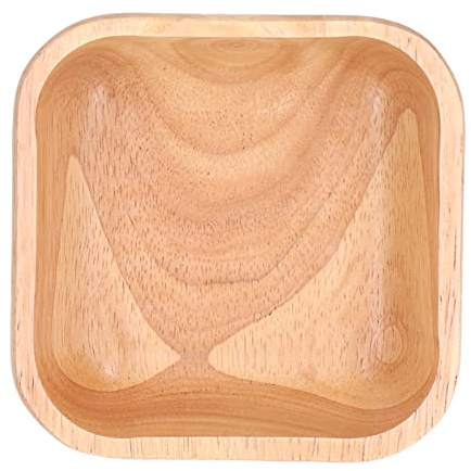 Yuecoom Bol carré, Bol à Salade en Bois de Caoutchouc fabriqué à la Main Simple Bol carré élégant Vaisselle pour fête familiale Rassemblement pour Fruits pour salades(15cm)