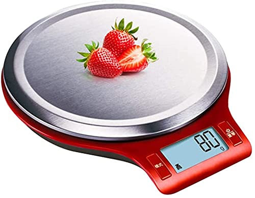 Küchenwaage Digital Backwaage Präzisionsschmuckwaage Lebensmittelgewicht 5 kg / 1 g Haushaltswaage Küchenwaage Batterie (Color : Red)