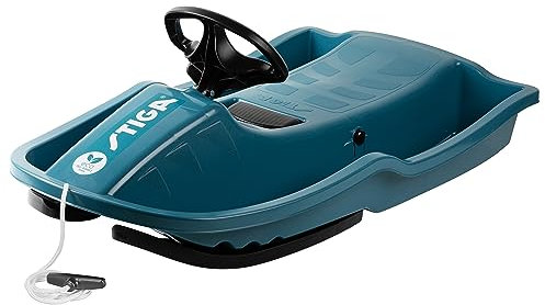 STIGA Kinder Schlitten mit Lenkrad Snowpower aus Bio Kunststoff, ab 5 Jahre - Aqua