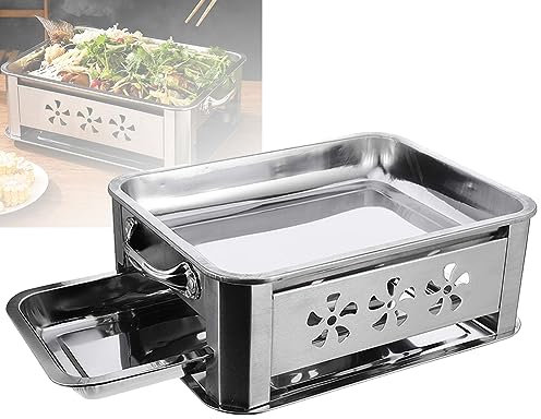 Tragbarer Holzkohlegrill mit Deckel, Schreibtisch-Tischgrill aus Edelstahl, tragbarer Fisch-Hot Pot zum Kochen und Grillen im Innenbereich, für Gartenterrasse, Wandern, Picknicks, Partys 36*27cm