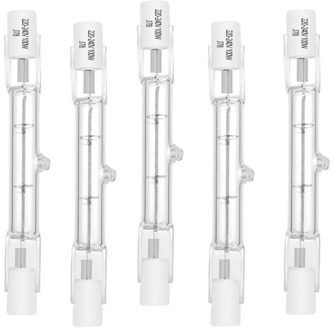 VINBE Lampadina alogena regolabile ecologico R7S 78mm, 80W=100W, 230V 1000lm bianco caldo T3 J78 faretto alogeno lineare per illuminazione (5 confezioni)