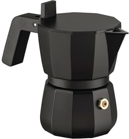 Alessi Moka DC06/1 B - Cafetera para Café Exprés de Design, Mango y Mando en PA, 1 Taza, Negro