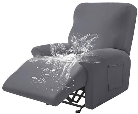Highdi Stretchhusse für Relaxsessel Komplett Sesselschoner, Wasserdicht Stretch Relaxsessel Bezüge - Einfarbig Elastisch Sesselbezug für Fernsehsessel Liege Sessel (dunkelgrau,1 Sitzer)