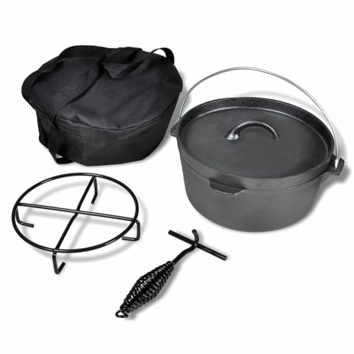Camerina Olla holandés Incluye Accesorios, 4,2 L Olla Hierro Fundido Olla Hierro Fundido para Pan