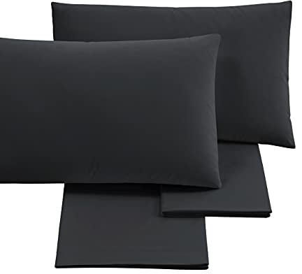Puraluna CUORE - Completo Letto Matrimoniale | set di lenzuola | MADE IN ITALY | sotto con angoli (Nero, Matrimoniale)