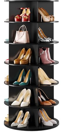SpaceAid Drehbares Schuhregal mit 6 Ebenen, drehbarer Schuhregal, drehbarer Schuhregal, drehbar, um 360 Grad drehbar, vertikales Handtaschenkarussell, drehbar, Schrankorganisation