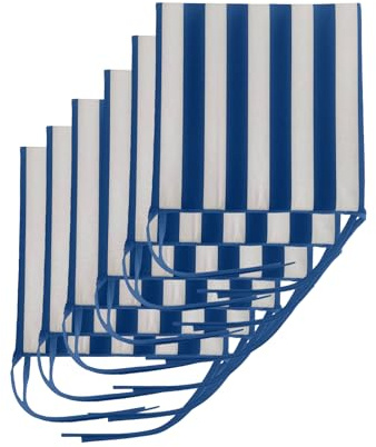 Il Tuo Artigiano Design Set 6 Cuscini per Sedie da Giardino Made in Italy - Cuscini Copri Sedie da Cucina 40x40 cm spessore 4 cm - Tessuto Cotone, Imbottiture in Spugna (Bianco e blu)