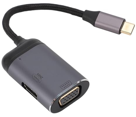 Elprico Adaptateur USB C vers VGA HDMI, Adaptateur USB Type C vers VGA HDMI Prenant en L'adaptateur Multiport 4K à 60 Hz Hub USB C pour Téléphone Portable PC Tablette