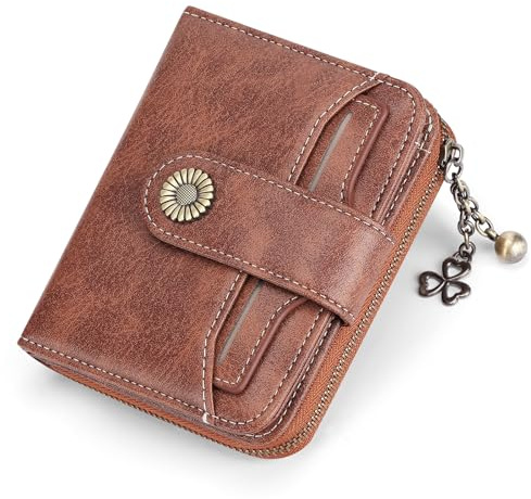 SENDEFN Geldbörse Damen Klein,Geldbeutel Frauen Veganes Leder,mit Münzfach Kleines Zipper Brieftasche Kartenhalter mit RFID Blocker