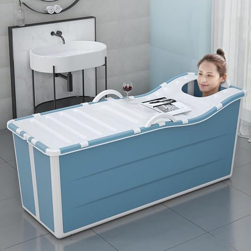 Large Foldable Freestanding Soaking Bathing Tub for Adults - Portable Bathtub for Shower Stall, Separate Family Bathroom Japanese Collapsible Tub - Ideal for Outdoor/Indoor Hot Ice Bath