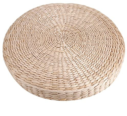 HAOHIZE golvkuddar med halm för vuxna, 40 cm rund sittpuff Tatamikudde utomhus golvkudde Halm Meditationskudde Mjuka kuddar för yogamattor Sittande för vuxna