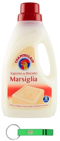 Chanteclair Sapone da Bucato Marsiglia - Jabón de lavado Marsella – Ideal para la limpieza suave de tejidos 18 lavados – 1000 ml + llavero Beni Culinari gratuito