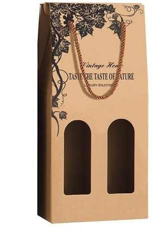 10 Stück Wein Geschenktüte Kraftpapier Flaschentüten zwei Flaschen Rotwein Weintasche Tragbare Flaschentasche wiederverwendbare Flaschenbeutel für Hochzeit, Party, Geburtstag, Ostern