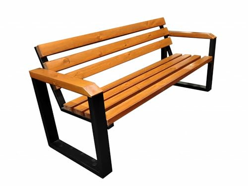 Primario Grande Gartenbank, Parkbank Holz - Gartenmöbel, Outdoor Bank mit 350kg Tragfähigkeit - Sitzbank Wetterfeste, Robust und Massiv (Posener Helle Eiche, 175cm-Sitzlänge, CE)