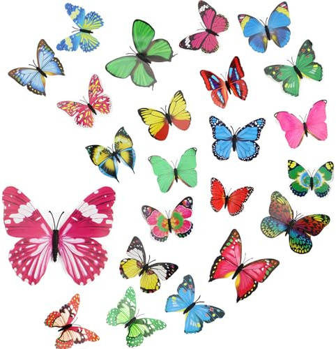 LINGJIA 30 Pezzi Farfalle Decorative, Decorazione a Farfalla 12cm con Spille di Sicurezza, Farfalla Artificiale, Farfalla Colorata, Decorazione Dell'ufficio, per Aggiungere Bellezza alla Casa