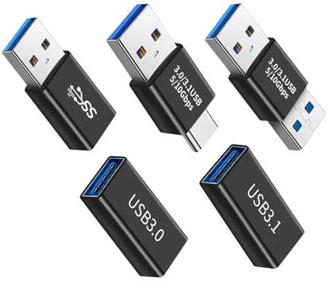 SEMINISMAR 5 PCS USB 3.0 Kupplung Adapter, USB a Buchse Auf Buchse Konverter, Typ a Stecker Auf Stecker, Weiblich Zu Weiblich Und Männlich Zu Männlich Und Weiblich Zu Männlich, Schwarz