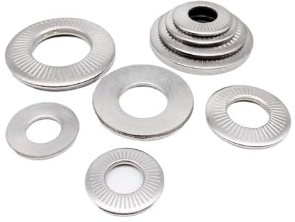 WUSHADEHANS Guarnizione zigrinata in Acciaio Inossidabile, Guarnizione Elastica zigrinata rondella di bloccaggio seghettata a Molla a Disco in Acciaio Inossidabile 304 M3 M4 M5 M6 M8 M10 M12 M16