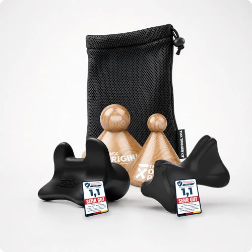 TMX® Rücken-Bundle | Massage-Set | Akupressur gegen muskuläre Rückenschmerzen | Schmerzpunktmassage | Triggerpunktdrücker | Triggerpoint-Massage | 4 Trigger-Tools in einem Set