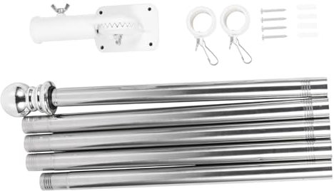 IMIKEYA Fahnenmast Satz 1,9m Edelstahl Wandhalterung Drehbar Flaggenmast Kit Für Haus Garten Balkon Mit Stabilem Sockel