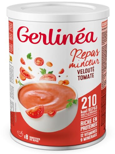 Gerlinéa Tomatensuppe Basilikum - Proteinreicher Mahlzeitenersatz - Trockensuppe - Schlankheitsmahlzeiten - enthält 8 Mahlzeiten