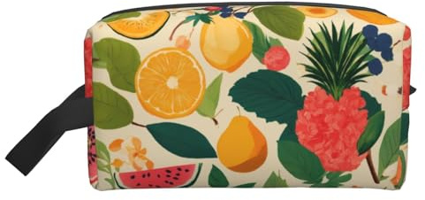 Hojas tropicales y Flores - Neceser de viaje ligero con estampado de flores de gran capacidad con cremallera, White, Talla única