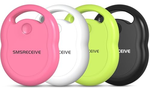 Air Tags-4 Pack, Key Finder Works with Apple Find My(iOS only), Replaceable Battery, Apple Tag, Bluetooth Locator for Luggage, Bags, [Apple MFI Certified] Black, White, Green, Rosy Pink-4 Pack