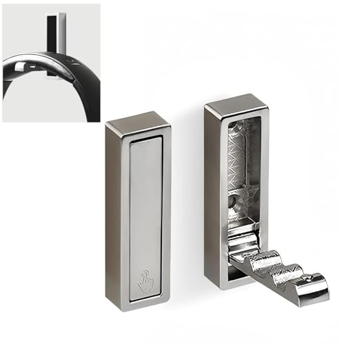 Hoconnie Folding Wall Hooks Foldable Hooks for Hanging Coats, Key, Bag, Towel Zinc Alloy Heavy Duty Hook for Bathroom, Closet, Entryway, Kitchen (Silver, 2pcs-Square)