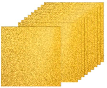 PATIKIL 20Sheets Gold Glitter Cardstock, 12x12In Glitter Paper Card Stock Shiny Scrapbook 250gsm Sparkly Paper Large Shimmer for Crafts Scrapbook DIY Art Wedding Party
