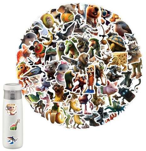 100PCS Italian Brainrot Stickers, Tralalero Tralala Stickers Tung Tung Sahur, Waterproof Reusable Colorful Pvc Animal Sticker Wall Decor For Water Bottle Scrapbook Laptop Skateboard Computer (A-Black)