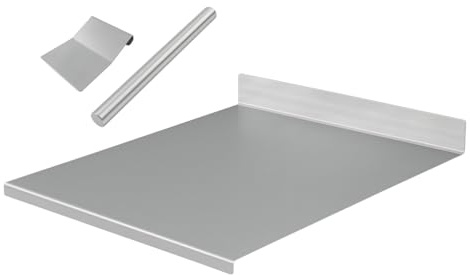 ZOIMANIA - Spianatoia con Tarocco e Mattarello in Acciaio Inox per Uso Alimentare - Varie Misure - Profondità 40 (L90 x P40 x 7cm x 3cm)