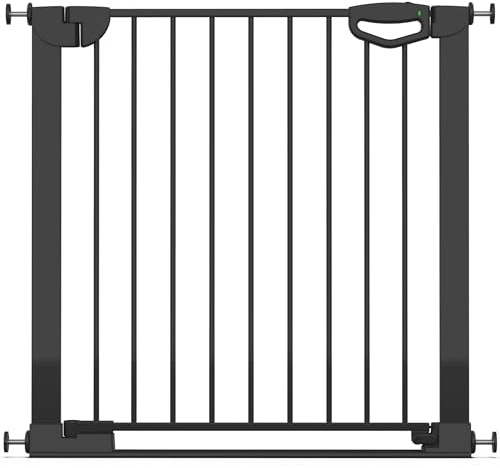 Geuther Türschutzgitter Easylock Flatstep Schwarz I Treppenschutzgitter zum Klemmen oder Bohren I Breite 83-90 cm I Türschutz für Ihr Baby & Haustier I Kinderschutzgitter beidseitig öffnend