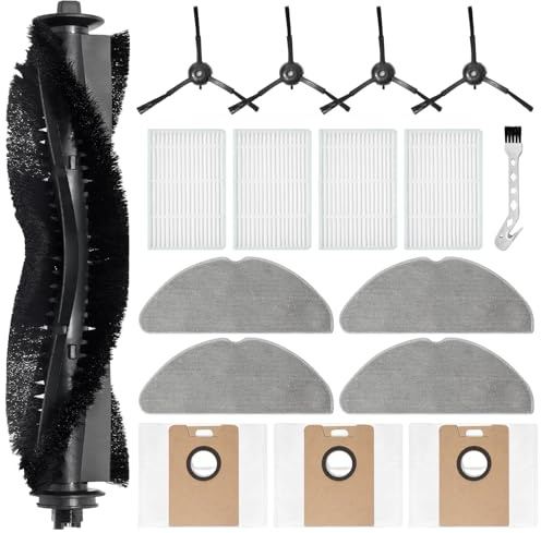 DianSung Accessories for Tapo RV30 Max Plus/Tapo RV30 Max/Tapo RV20 Max Plus/Tapo RV20 Max Vacuum Cleaner Replacement Part, 1 Main Brush,4 Mop Pad,3 Dust Bags,4 Side Brushes,4 Filters