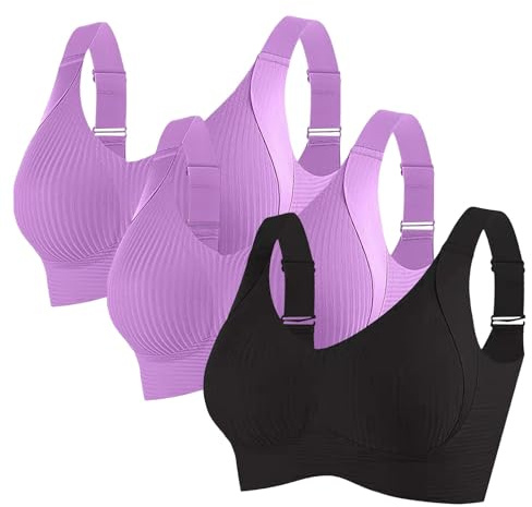 Cocila Love+able Confezione Da 3 Reggiseni Sportivo Da Donna di Grandi Con Traspirante Cuciture Reggiseno Sottile Estivo Senza Ferretto Schiena Scoperta Tezenis Morbido Di Base per Grandi Taglie Forti