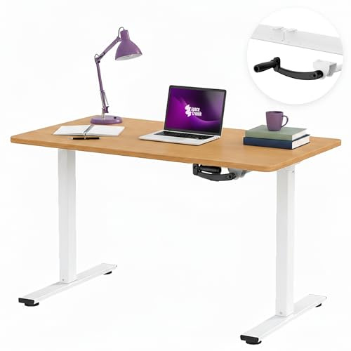 Spacetronik Schreibtisch Höhenverstellbar Manuell Stehtisch | 100x60 cm Tischplatte, 72-109,5 cm Höhenverstellbar, Manuelle Kurbel, 40 kg Tragkraft, Stahlrahmen und Spanplatte