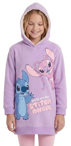 Disney Stitch e Angel Abito per Ragazze, Abito in Felpa con Motivo a Stitch e Angel, Regalo per Bambina, Taglie 3 a 8 Anni (IT, età, 6 Anni, Regular, Lila)
