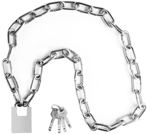 Cadena de acero inoxidable 304, candado de motocicleta con candado, cadena de alta seguridad, cadenas para candado de motocicleta, bicicleta, scooter, 5 mm x 120 cm, eslabones de cadena resistentes