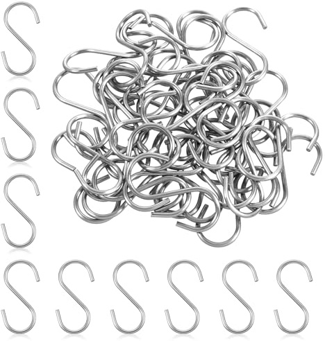 Larrel Lot de 48 crochets en métal S - 2 x 4 cm - Crochets en métal à suspendre - Pour cuisine, salle de bain, placard, jardin, bureau, vestiaire