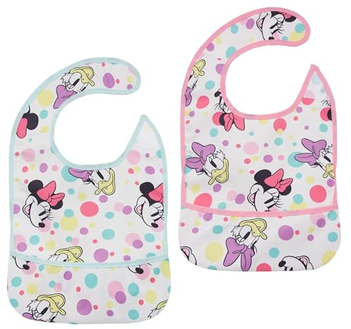 Ellepi Bavaglini Disney Plastificati con Tasca, 2 Pezzi Minnie & Topolino (Minnie)